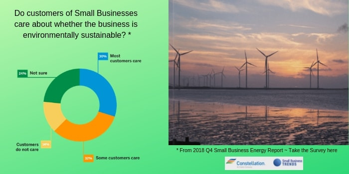 What percentage of small businesses believe their customers care if they are a sustainable business