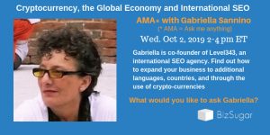 Cyptocurrency, the Global Economy and International SEO Gabriella Sannino Level343